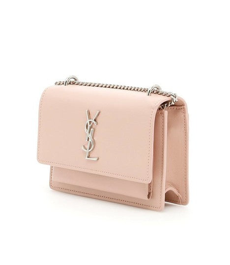 Saint Laurent Chain Wallet Sunset Mini Monogram Pink Calfskin Leather Cross Body Bag