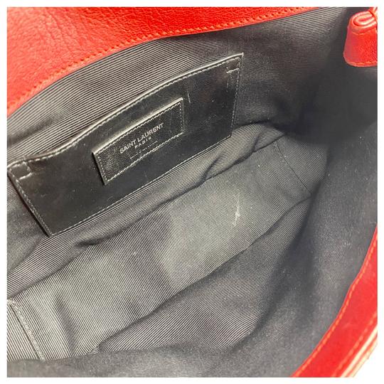 Saint Laurent College Chain Sheepskin Matelasse Chevron Medium Monogram Red Leather Shoulder Bag