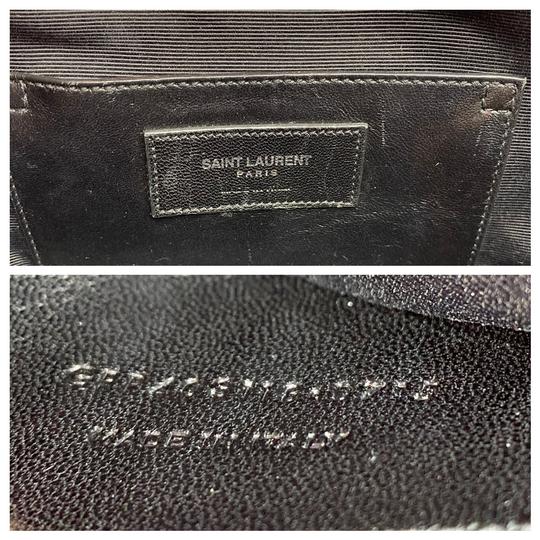 Saint Laurent College Chain Sheepskin Matelasse Chevron Medium Monogram Red Leather Shoulder Bag