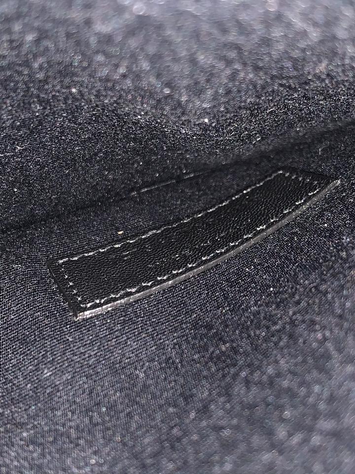 Saint Laurent Crocodile Embossed Uptown Monogram Black Calfskin Leather Clutch