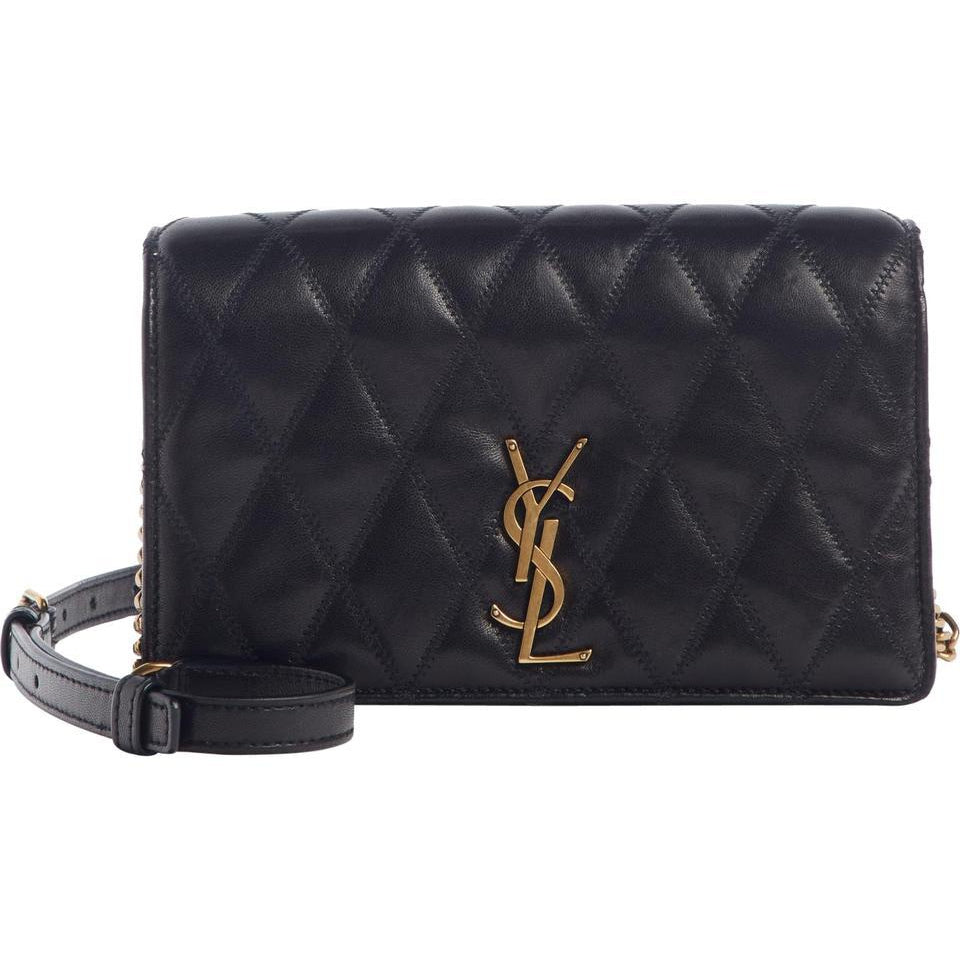 Saint Laurent Crossbody Angie Quilted Lambskin Black Leather Shoulder Bag