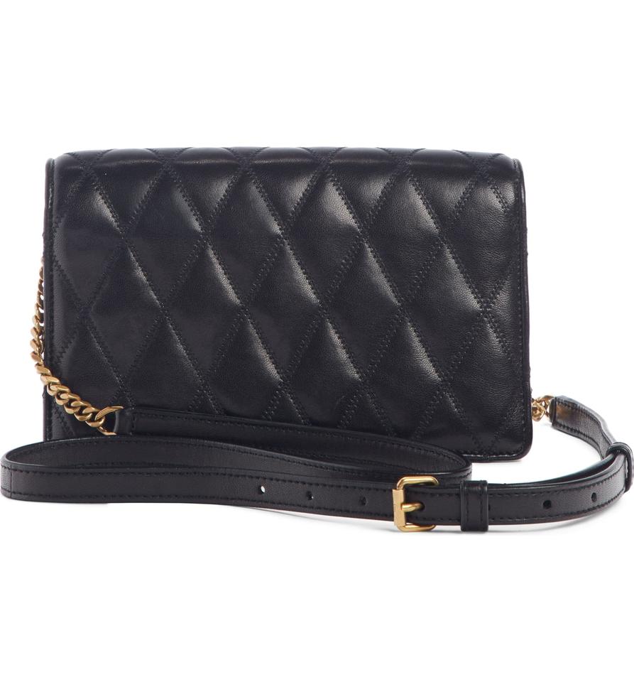Saint Laurent Crossbody Angie Quilted Lambskin Black Leather Shoulder Bag