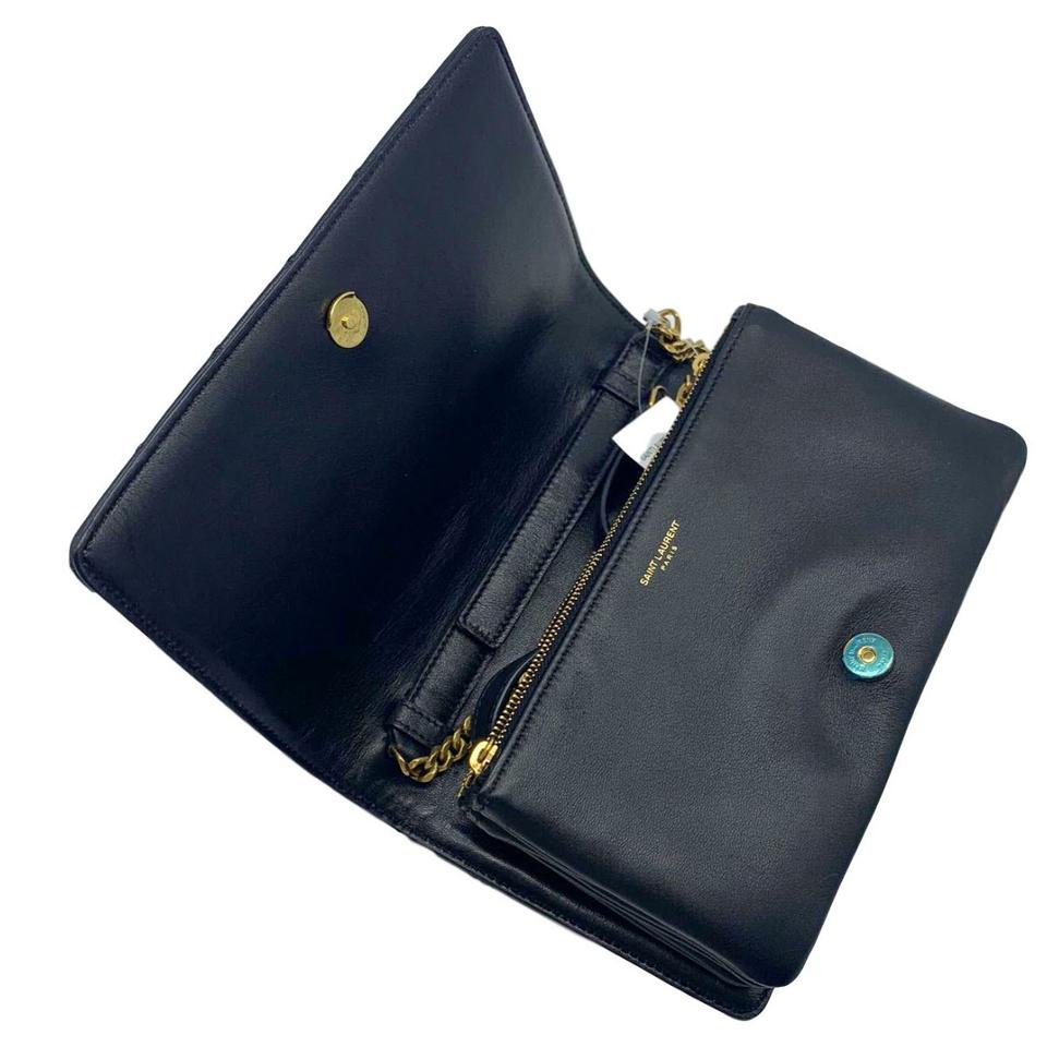 Saint Laurent Crossbody Angie Quilted Lambskin Black Leather Shoulder