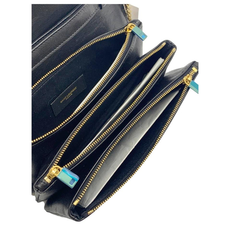 Saint Laurent Crossbody Angie Quilted Lambskin Black Leather Shoulder