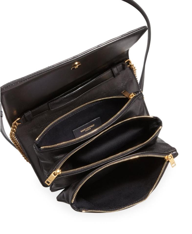 Saint Laurent Crossbody Angie Quilted Lambskin Black Leather Shoulder