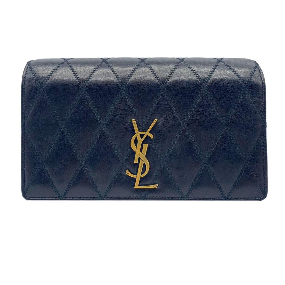 Saint Laurent Crossbody Angie Quilted Lambskin Black Leather Shoulder Bag