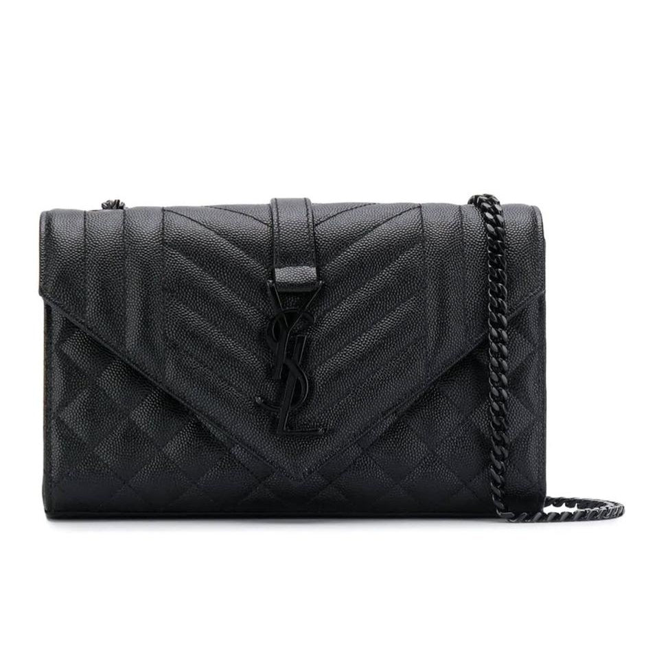 Portefeuille enveloppe leather crossbody bag Saint Laurent Black in Leather  - 27886057