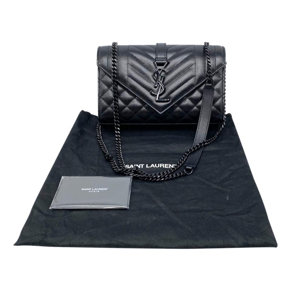 Saint Laurent Crossbody Small Monogram Matelasse Envelope Noir Black Leather Shoulder Bag