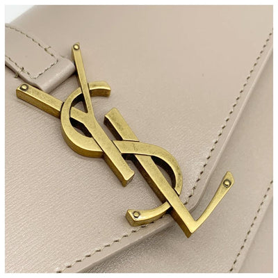 Saint Laurent Crossbody Sulpice Wallet Woc Chain Beige Leather Shoulder Bag