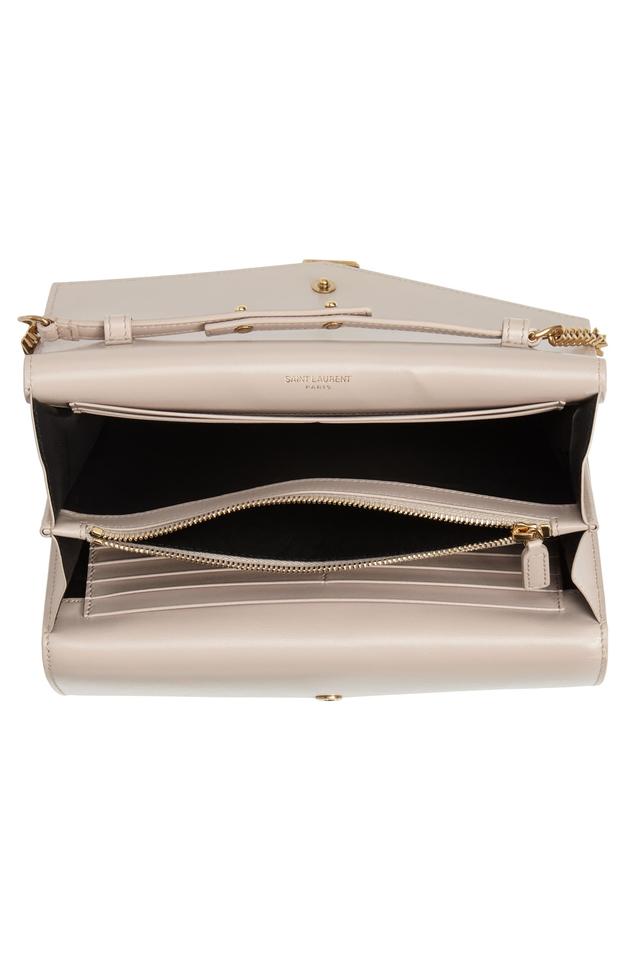 Saint Laurent Crossbody Sulpice Wallet Woc Chain Beige Leather Shoulder Bag