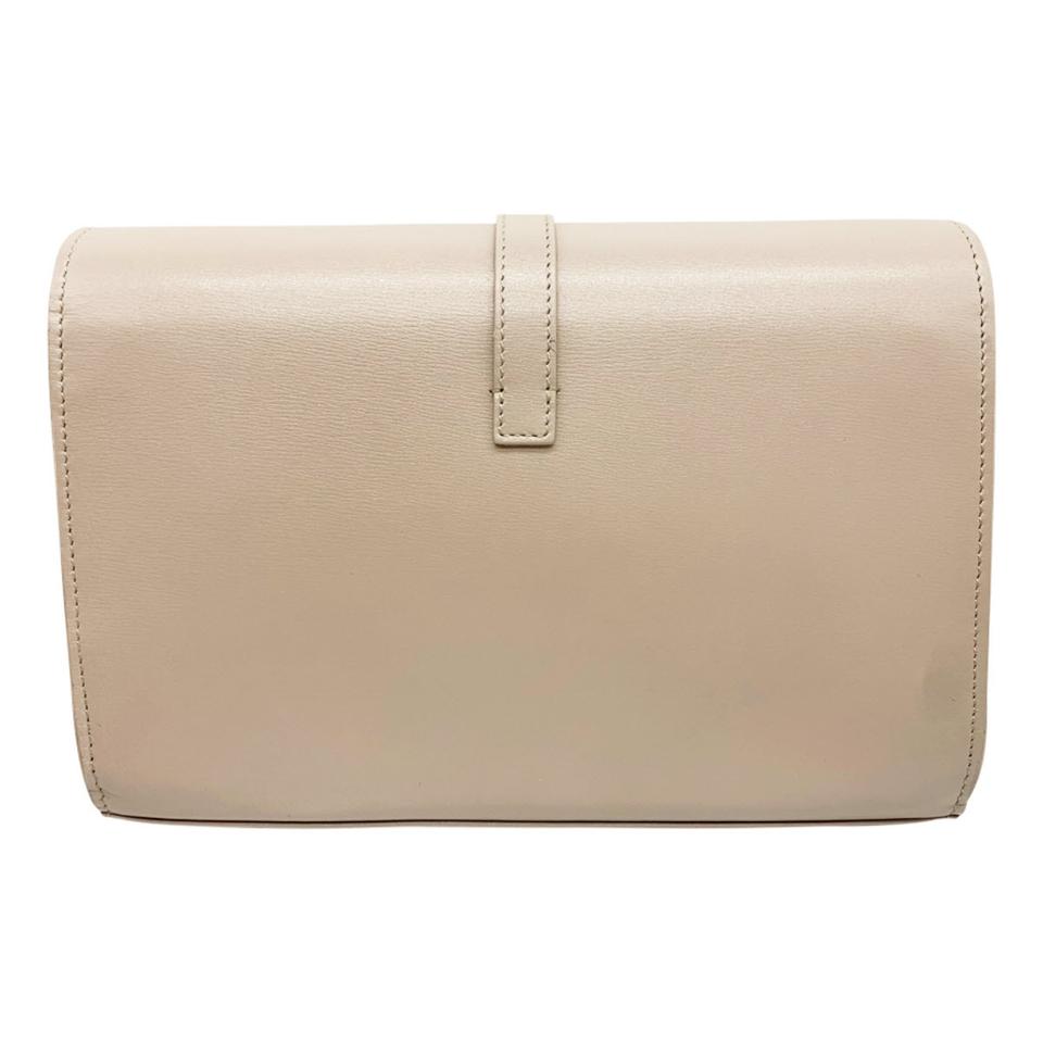 Saint Laurent Crossbody Sulpice Wallet Woc Chain Beige Leather Shoulder Bag