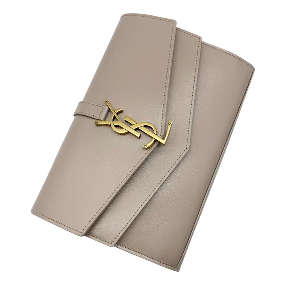 Saint Laurent Crossbody Sulpice Wallet Woc Chain Beige Leather Shoulder Bag