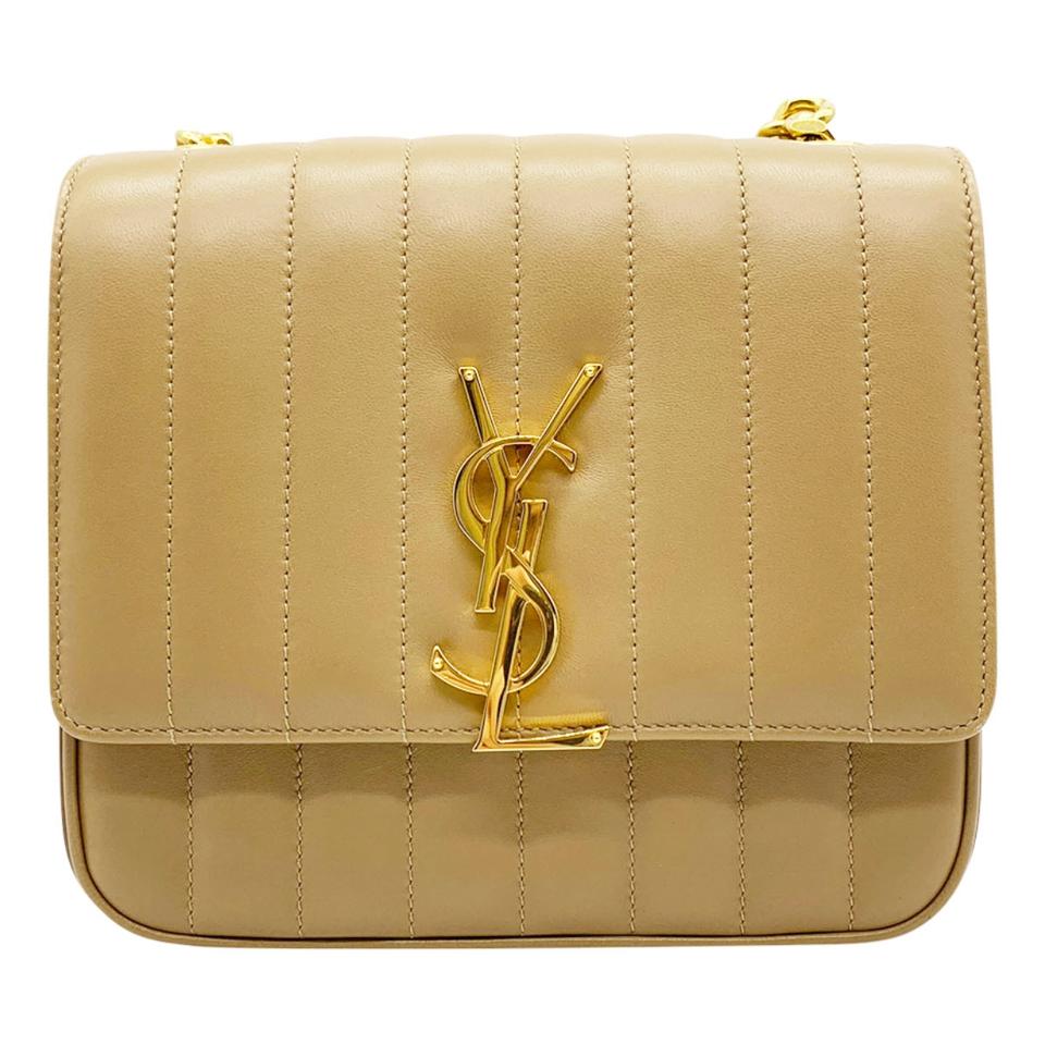 Saint Laurent Crossbody Vicky Medium Peru Beige Leather Shoulder Bag