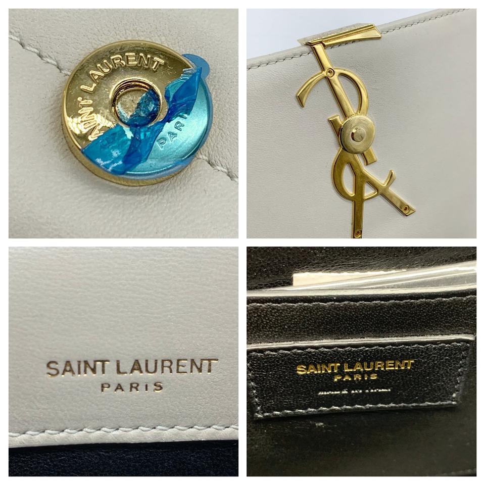 Saint Laurent Crossbody Vicky Medium White Leather Shoulder Bag