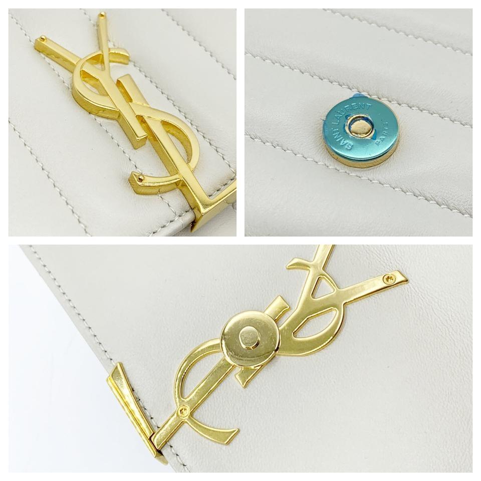 Saint Laurent Crossbody Vicky Medium White Leather Shoulder Bag