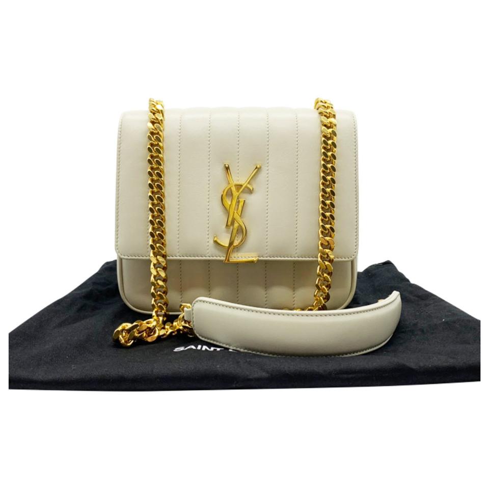 Saint Laurent Crossbody Vicky Medium White Leather Shoulder Bag