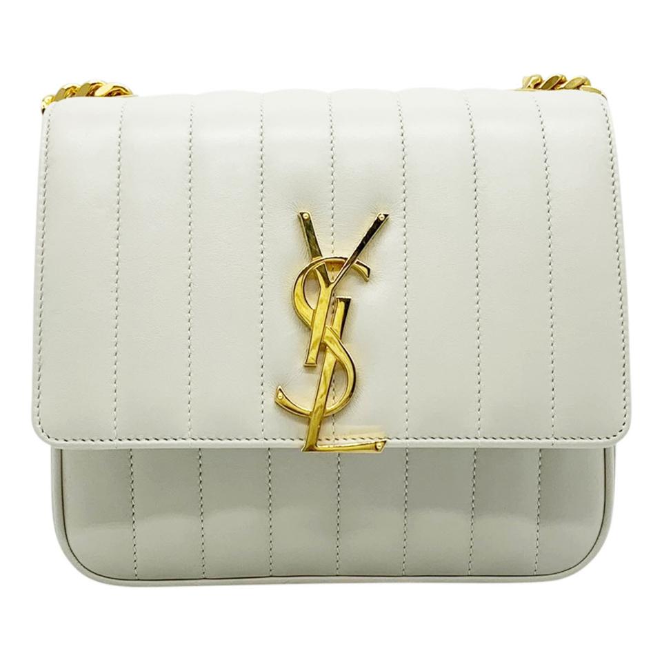 Saint Laurent Crossbody Vicky Medium White Leather Shoulder Bag
