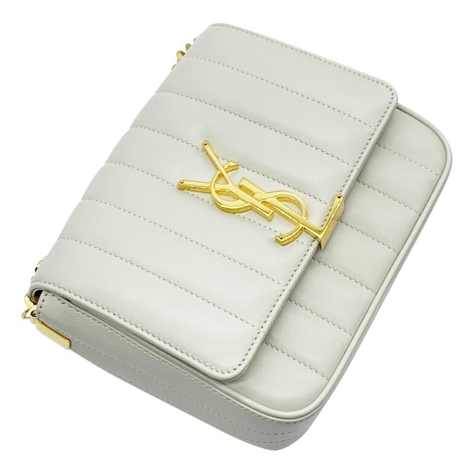 Saint Laurent Crossbody Vicky Medium White Leather Shoulder Bag