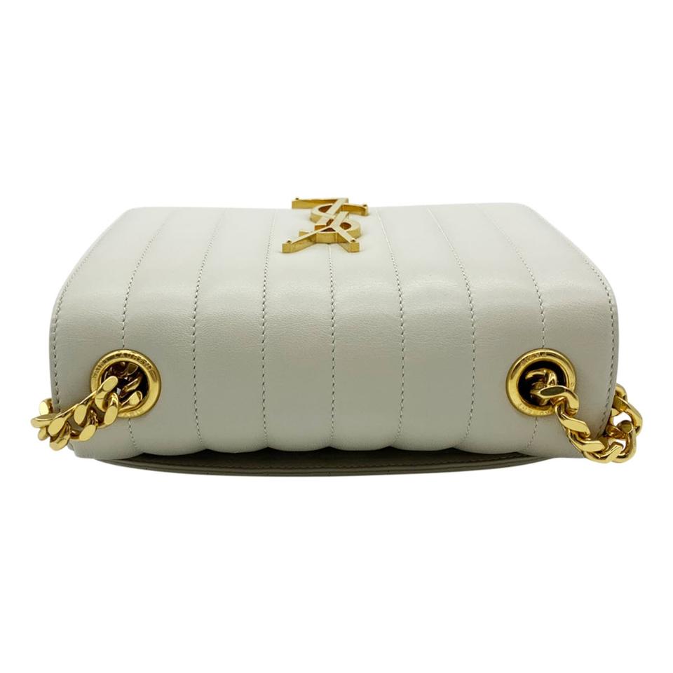 Saint Laurent Crossbody Vicky Medium White Leather Shoulder Bag