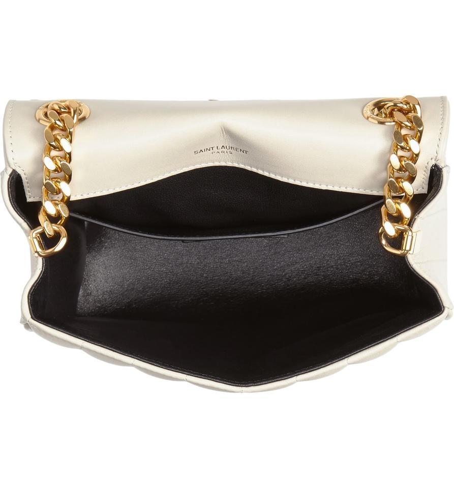 Saint Laurent Crossbody Vicky Medium White Leather Shoulder Bag