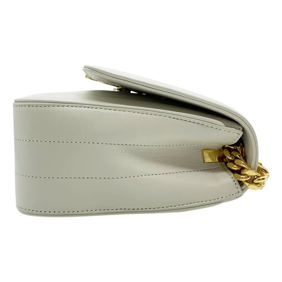 Saint Laurent Crossbody Vicky Medium White Leather Shoulder Bag