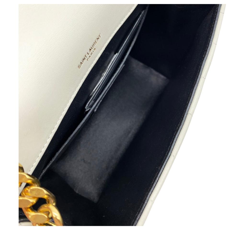 Saint Laurent Crossbody Vicky Medium White Leather Shoulder Bag