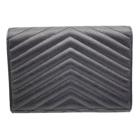 Saint Laurent Envelope Clutch Monogram Black Leather Wristlet