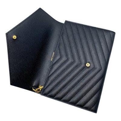 Saint Laurent Envelope Clutch Monogram Black Leather Wristlet