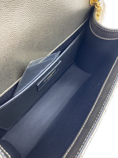 Saint Laurent Envelope Medium Monogramme Quilted Silver Leather Shoulder Bag