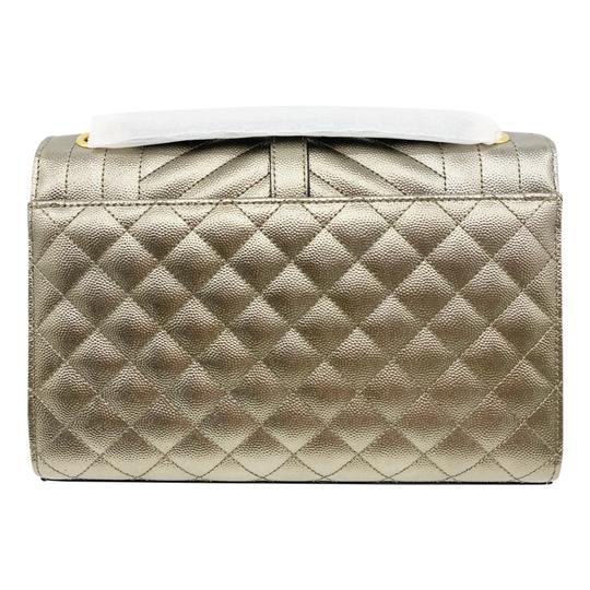 Saint Laurent Envelope Medium Monogramme Quilted Silver Leather Shoulder Bag