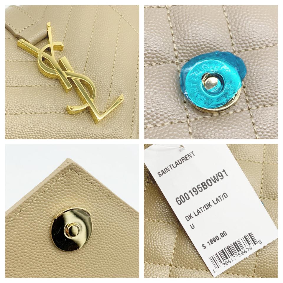 Saint Laurent Envelope Small Ysl Monogram Satchel Dark Beige Leather Shoulder Bag