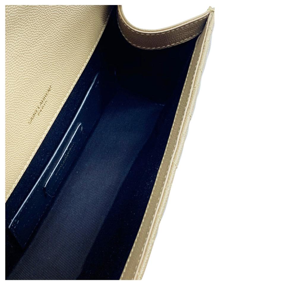 Saint Laurent Envelope Small Ysl Monogram Satchel Dark Beige Leather Shoulder Bag