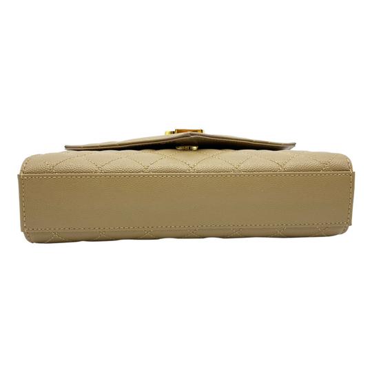 Saint Laurent Envelope Small Ysl Monogram Satchel Triquilt Beige Leather Shoulder Bag