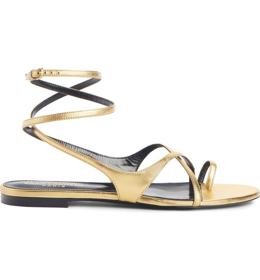 Saint Laurent Gold Gia Nu Pieds Sandals EU 37