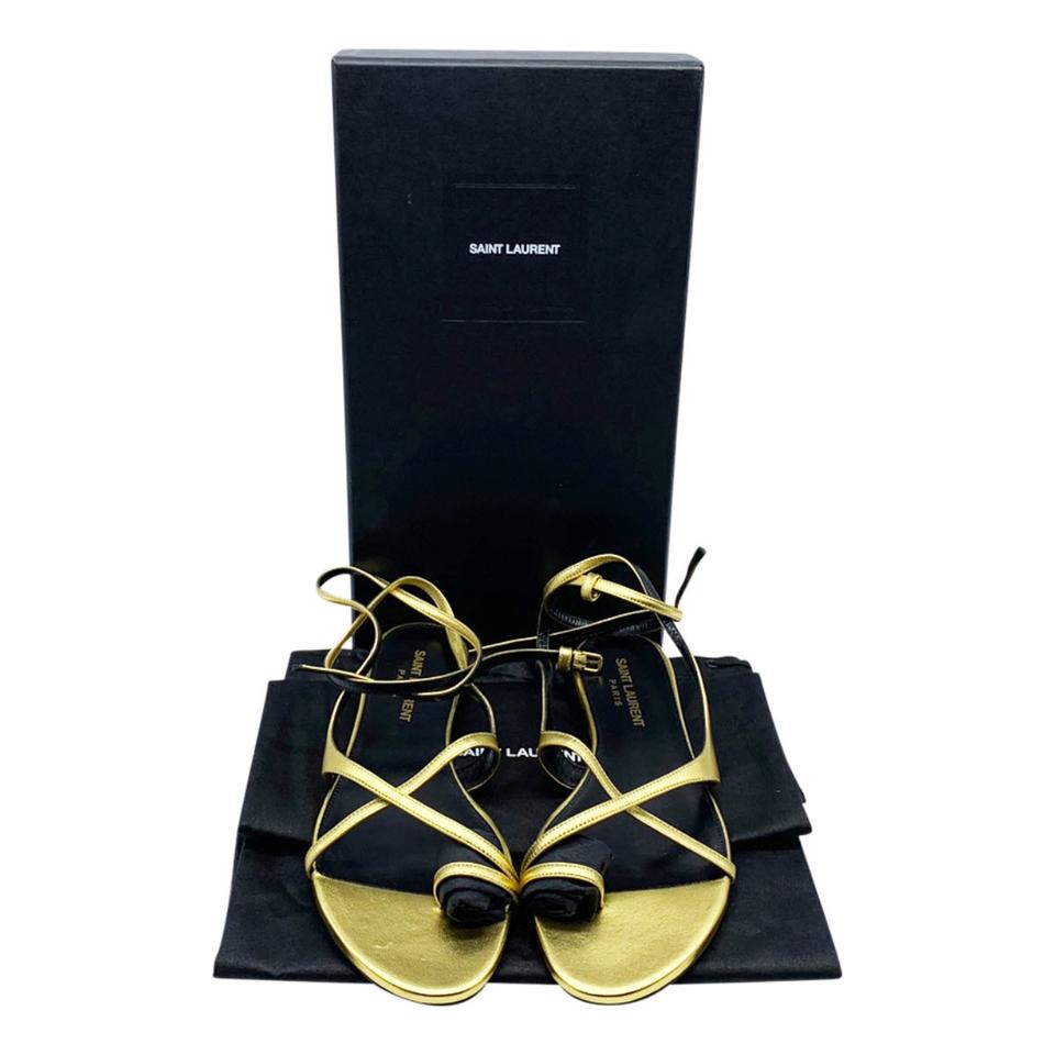 Saint Laurent Gold Gia Nu Pieds Sandals EU 37