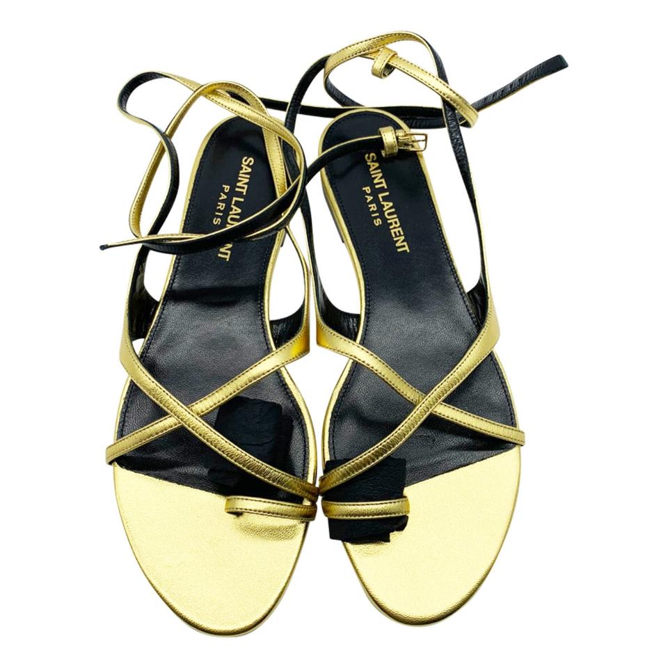 Saint Laurent Gold Gia Nu Pieds Sandals EU 37