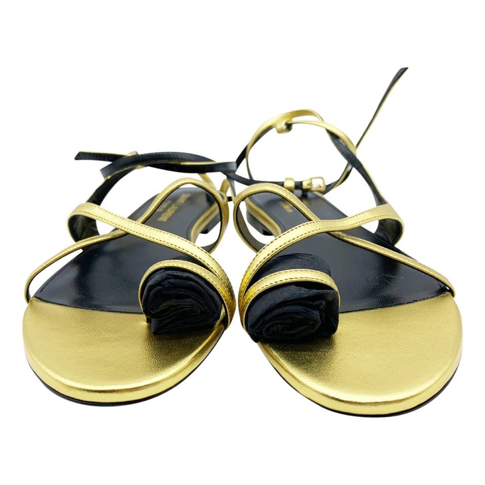 Saint Laurent Gold Gia Nu Pieds Sandals EU 37