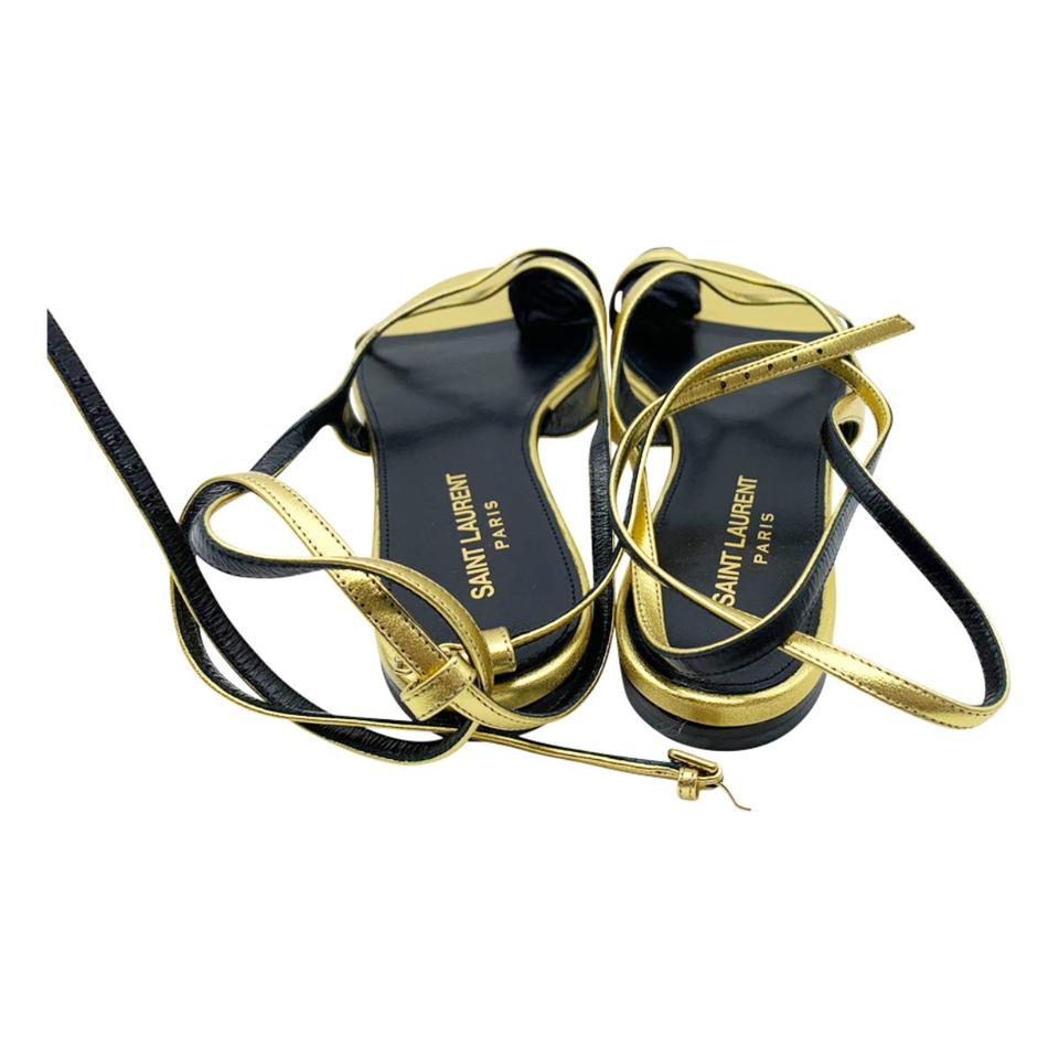 Saint Laurent Gold Gia Nu Pieds Sandals EU 37