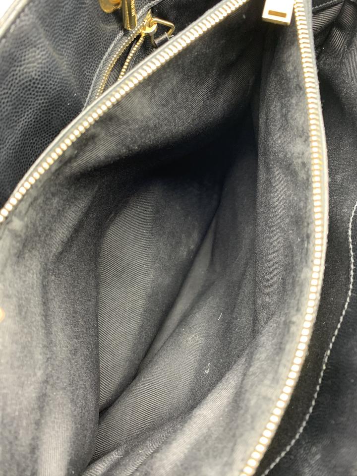 Saint Laurent Grain De Poudre Matelasse Chevron Monogram Black Calfskin Leather