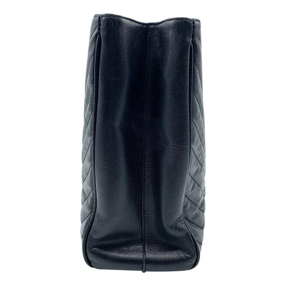Saint Laurent Grain De Poudre Matelasse Chevron Monogram Black Calfskin Leather