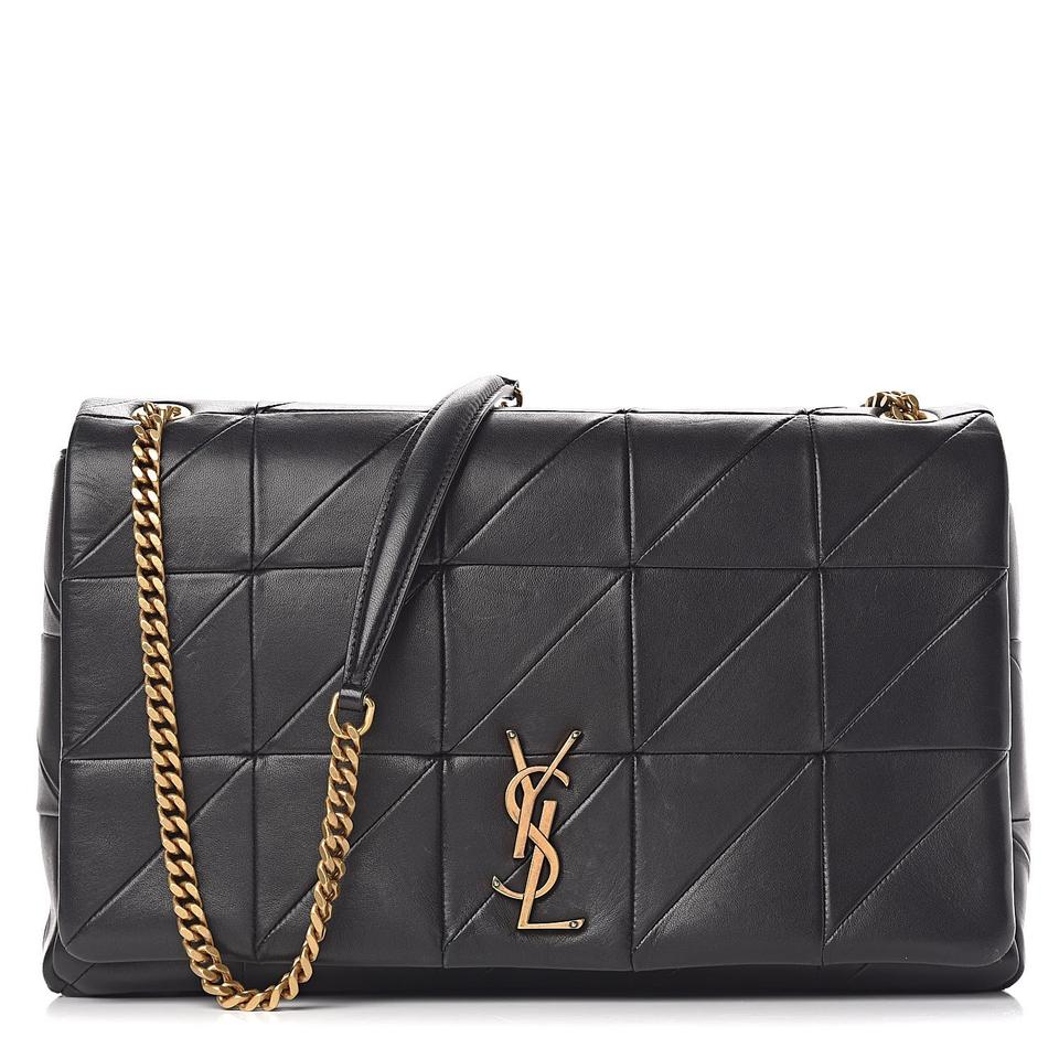 Saint Laurent Jamie Lambskin Large Patchwork Black Leather Shoulder Bag