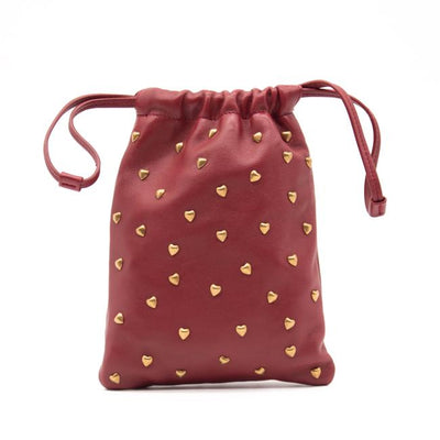 Saint Laurent Lambskin Paris Drawstring Pouch Red Leather Shoulder Bag