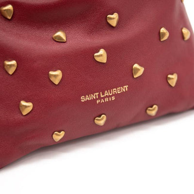 Saint Laurent Lambskin Paris Drawstring Pouch Red Leather Shoulder Bag