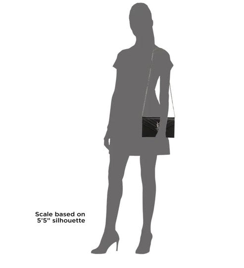 Saint Laurent Large Monogram Chain Envelope Black Leather Cross Body Bag