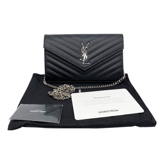 Saint Laurent Large Monogram Chain Envelope Black Leather Cross Body Bag