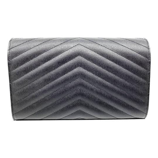 Saint Laurent Large Monogram Chain Envelope Black Leather Cross Body Bag