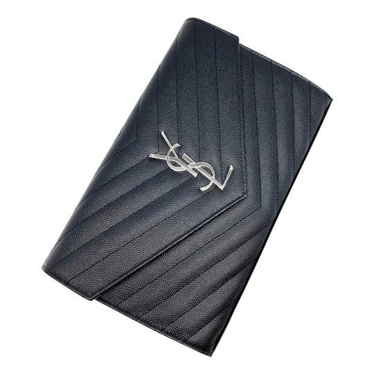 Saint Laurent Large Monogram Chain Envelope Black Leather Cross Body Bag