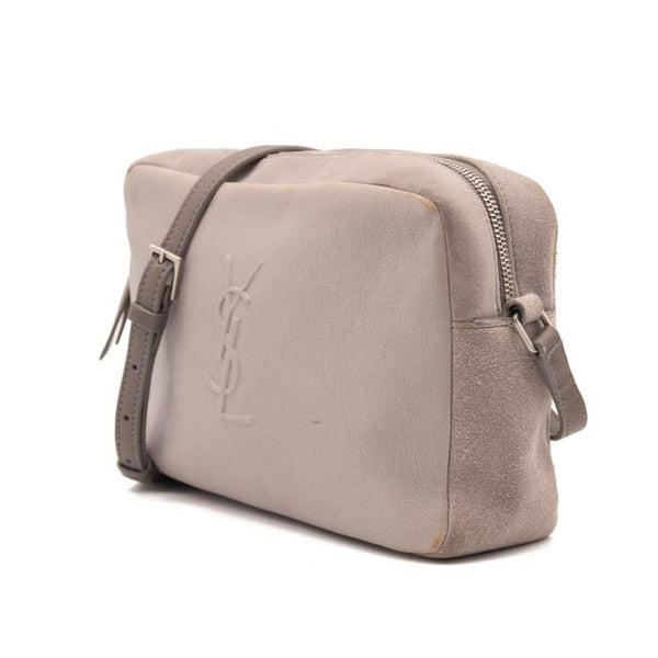 Lou Micro Leather Crossbody Bag in Grey - Saint Laurent