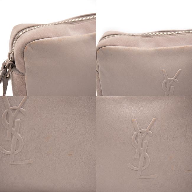 Saint Laurent Lou Camera Suede Monogram Small Fog Cross Body Grey Leather Shoulder Bag