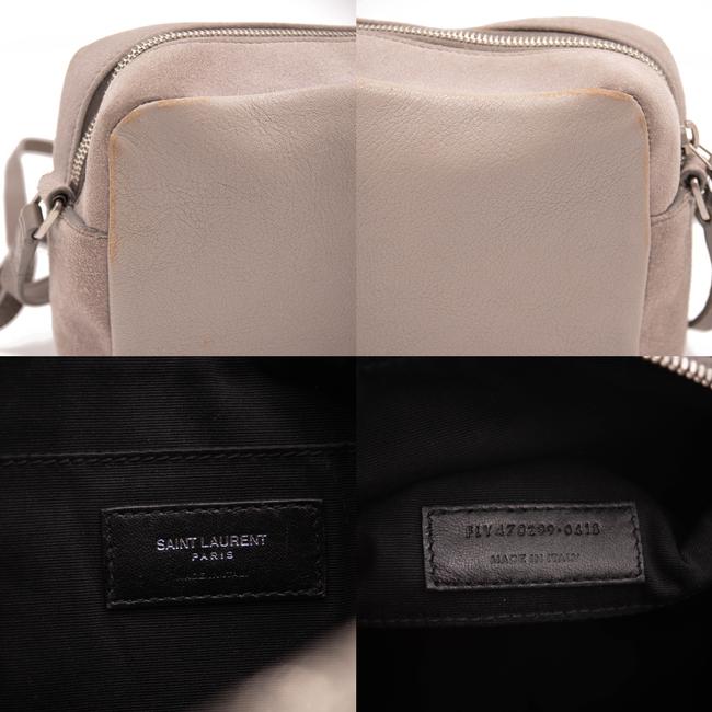 Saint Laurent Lou Camera Suede Monogram Small Fog Cross Body Grey Leather Shoulder Bag
